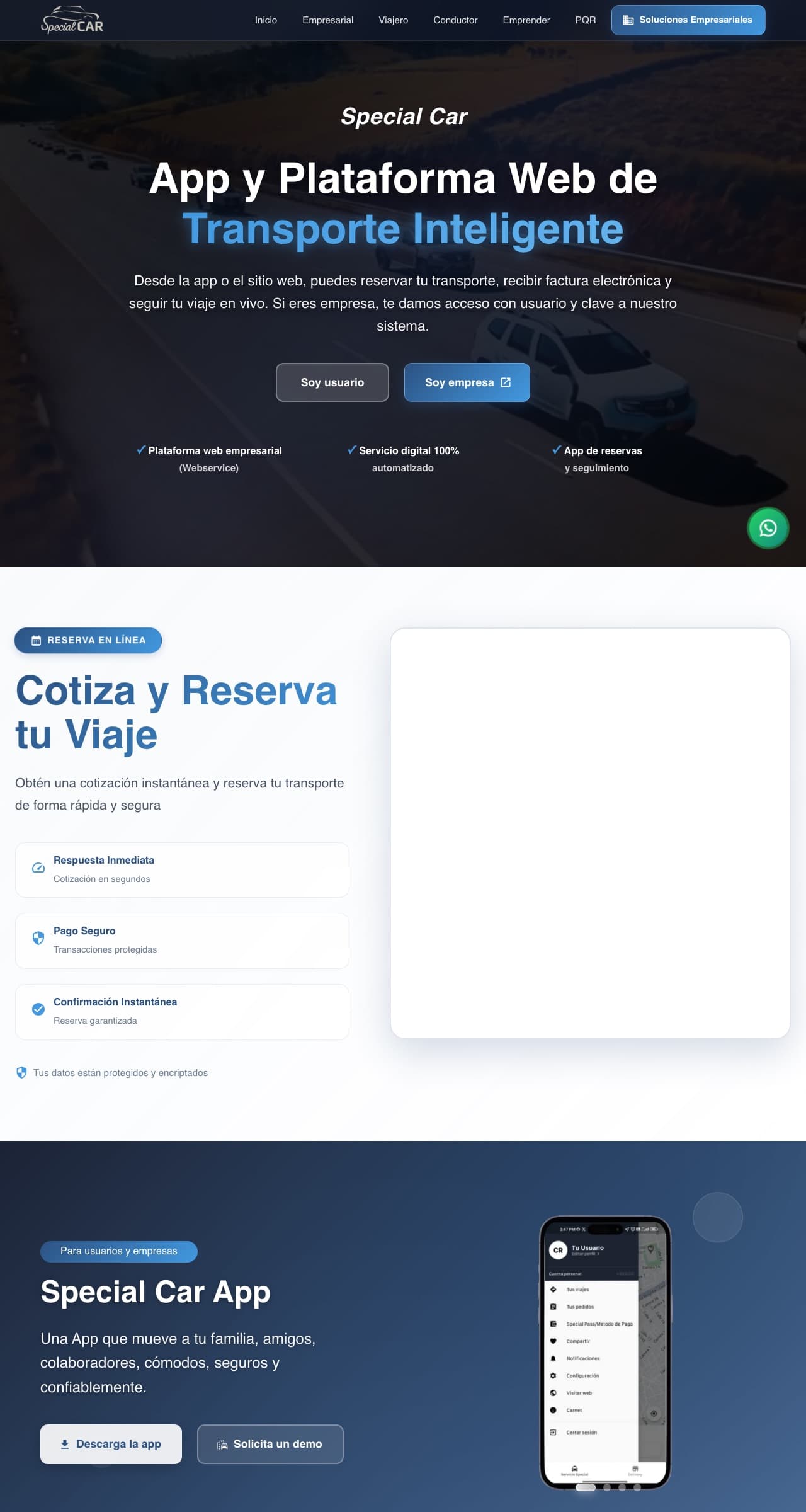 Special Car — Plataforma + app